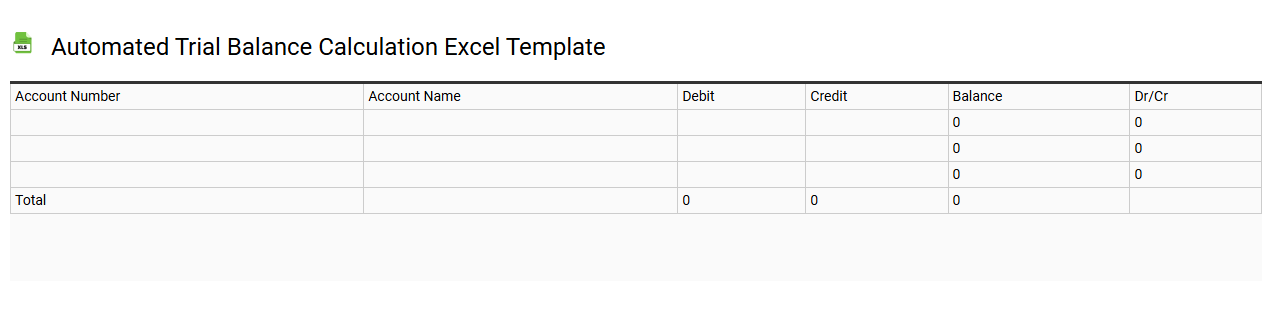 Automated trial balance calculation Excel template