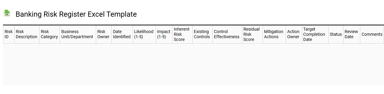 Banking risk register Excel template