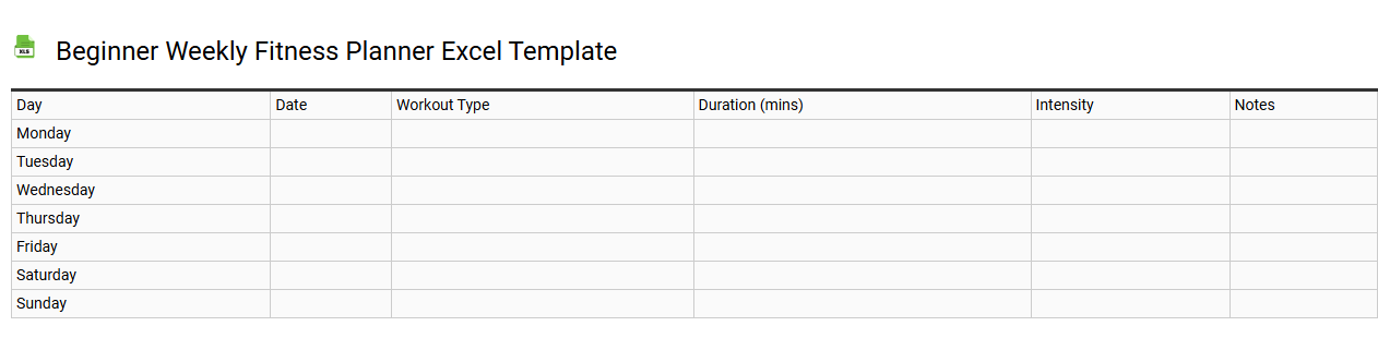 Beginner weekly fitness planner Excel template