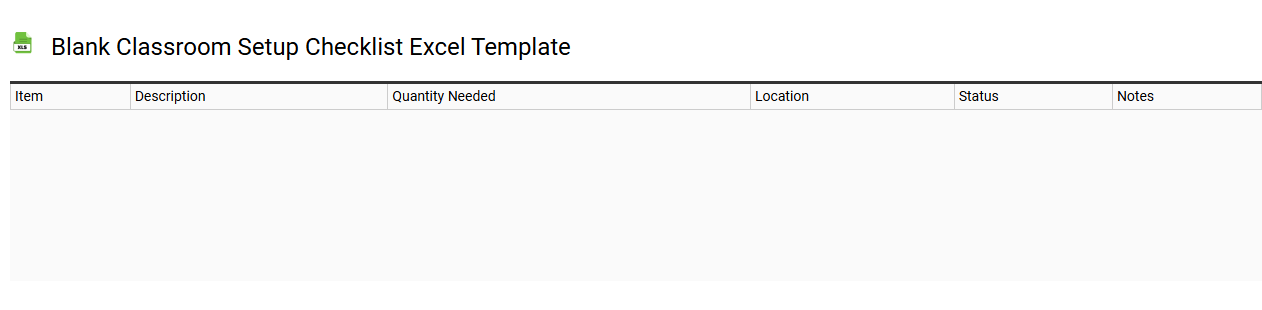 Blank classroom setup checklist Excel template