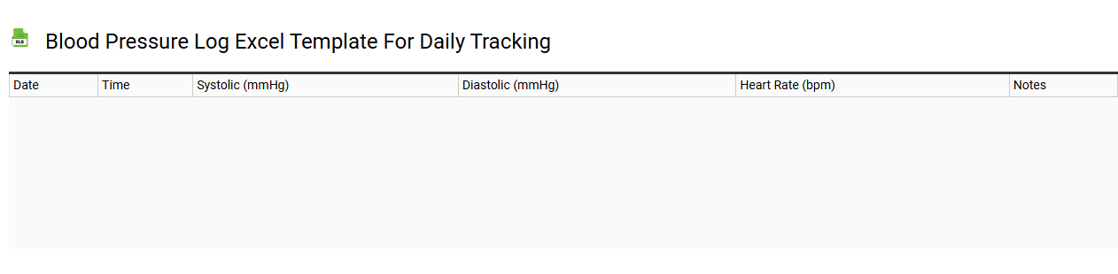 Blood pressure log Excel template for daily tracking