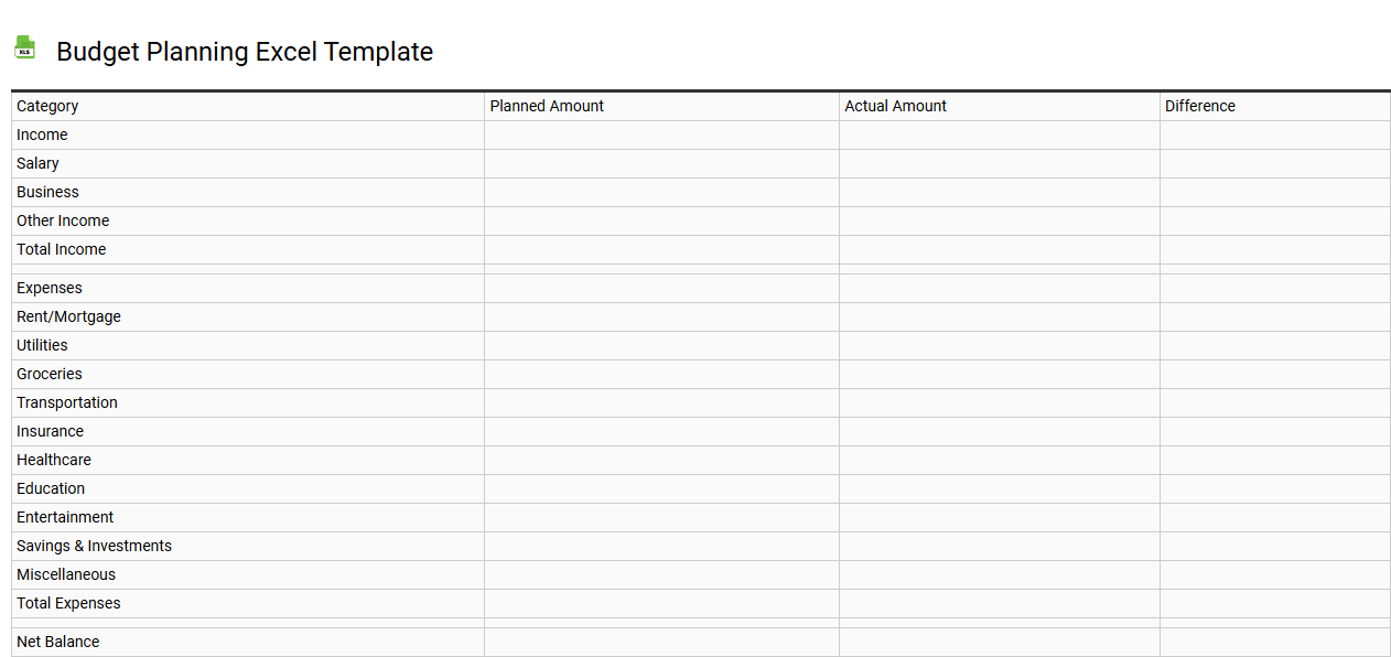 Budget planning Excel template