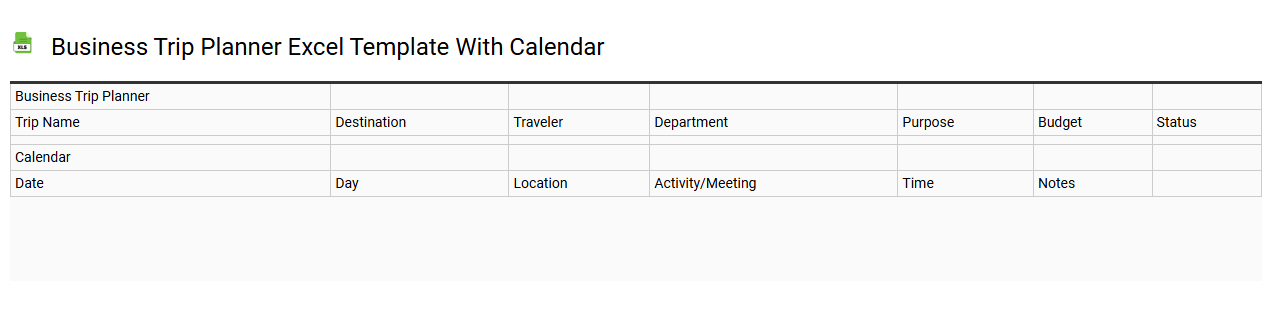 Business trip planner Excel template with calendar
