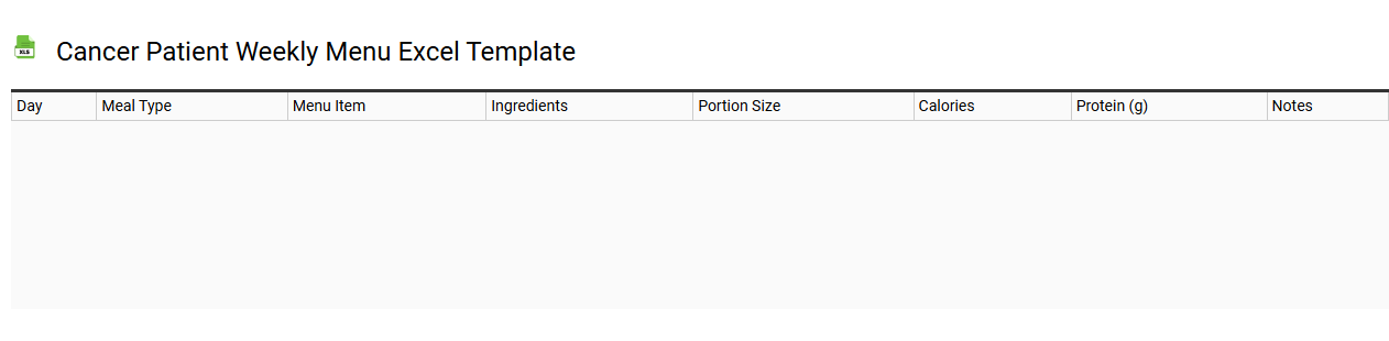 Cancer patient weekly menu Excel template