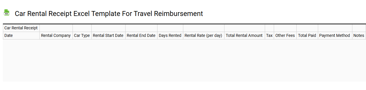 Car rental receipt Excel template for travel reimbursement