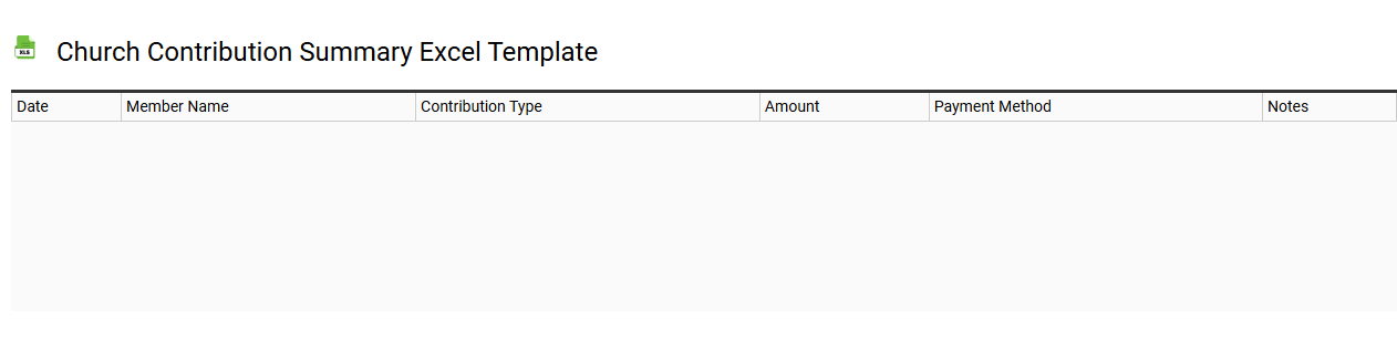 Church contribution summary Excel template