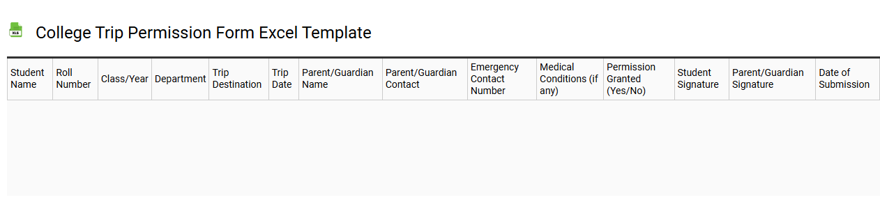 College trip permission form Excel template