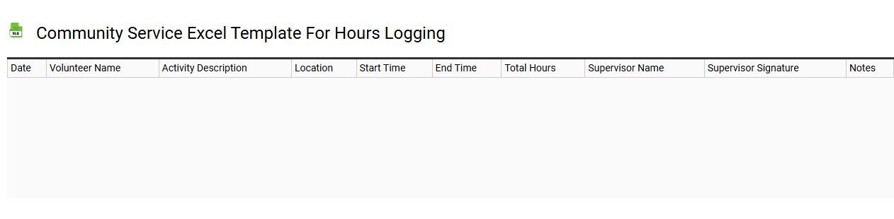 Community service Excel template for hours logging