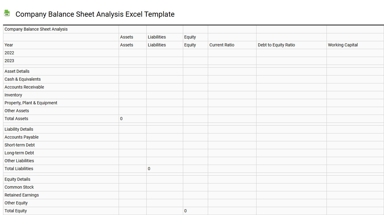 Company balance sheet analysis Excel template