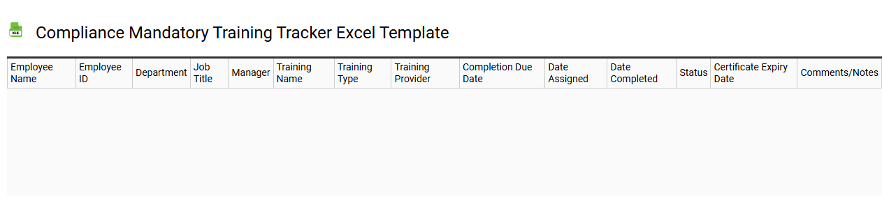Compliance mandatory training tracker Excel template