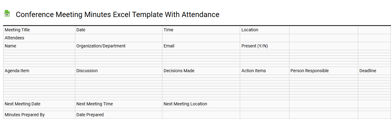 Conference meeting minutes Excel template with attendance