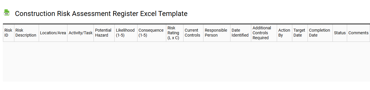 Construction risk assessment register Excel template