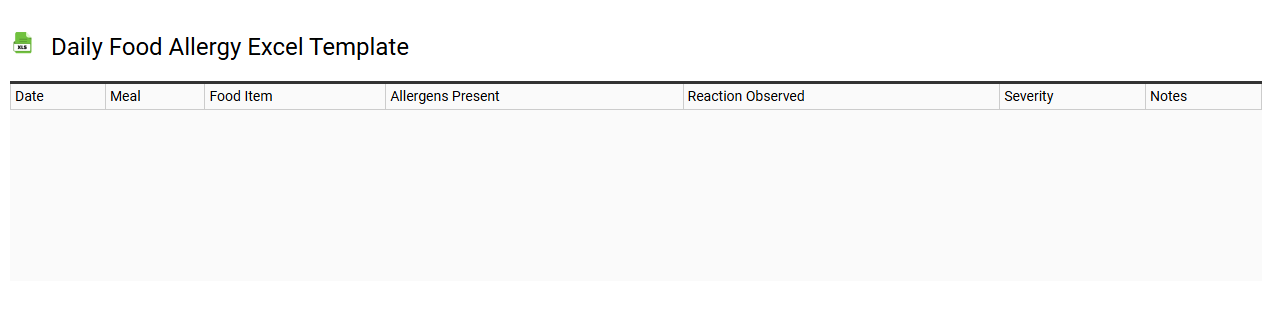 Daily food allergy Excel template