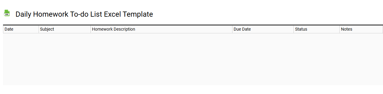 Daily homework to-do list Excel template