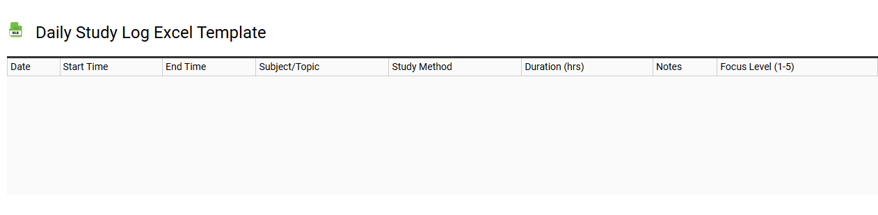 Daily study log Excel template