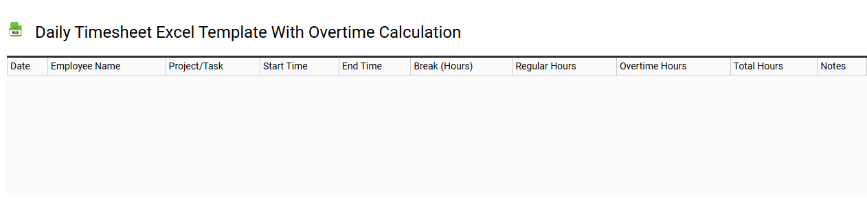 Daily timesheet Excel template with overtime calculation