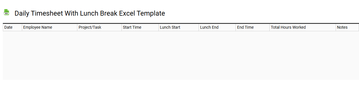 daily timesheet with lunch break Excel template