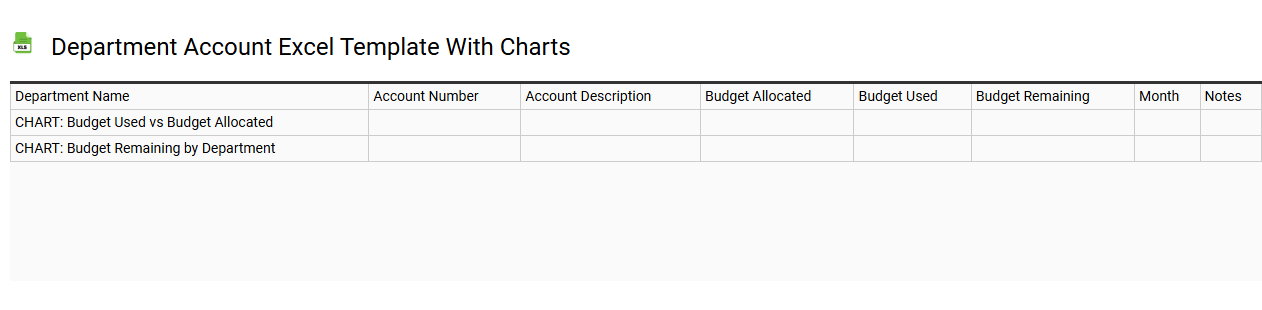 Department account Excel template with charts