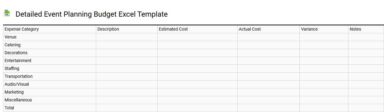 Detailed event planning budget Excel template