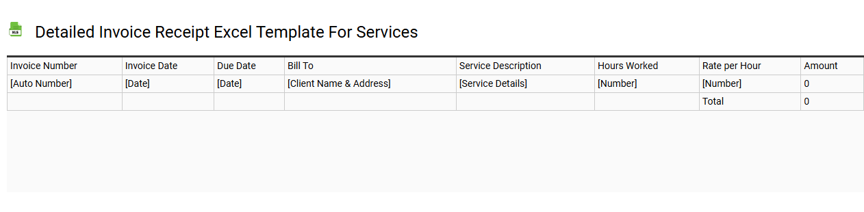 Detailed invoice receipt Excel template for services