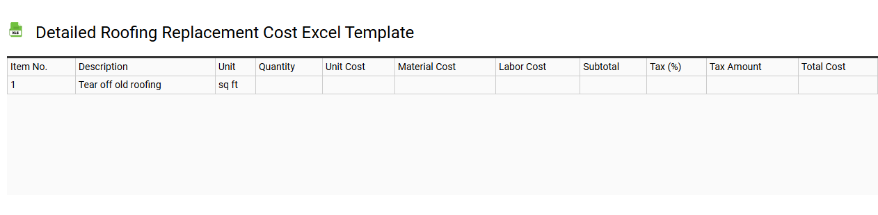 Detailed roofing replacement cost Excel template