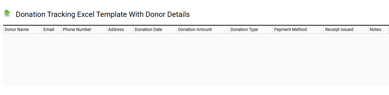 Donation tracking Excel template with donor details