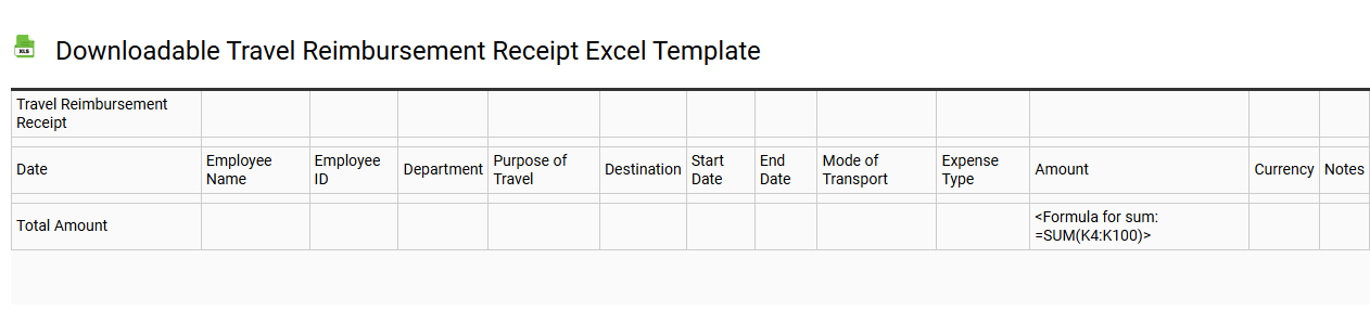 Downloadable travel reimbursement receipt Excel template
