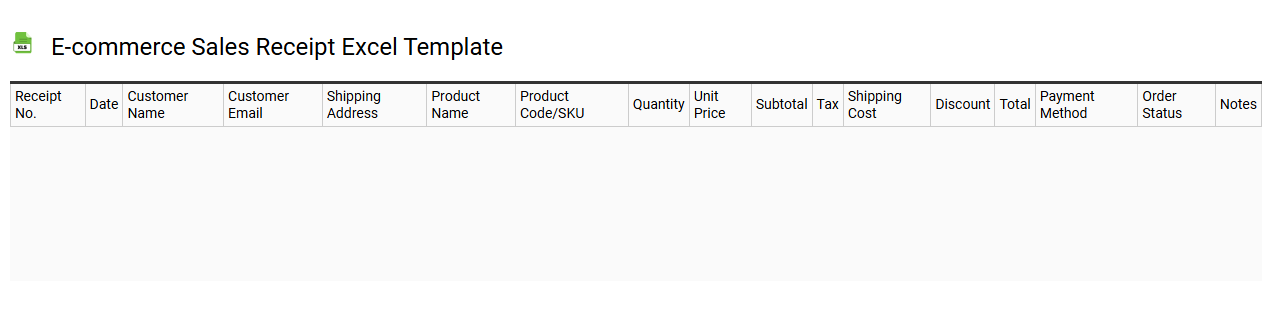 E-commerce sales receipt Excel template