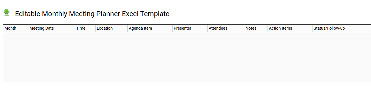 Editable monthly meeting planner Excel template