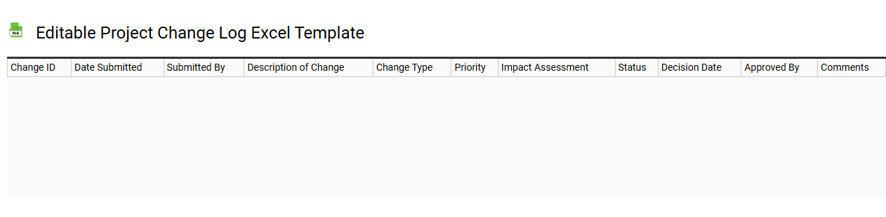 Editable project change log Excel template