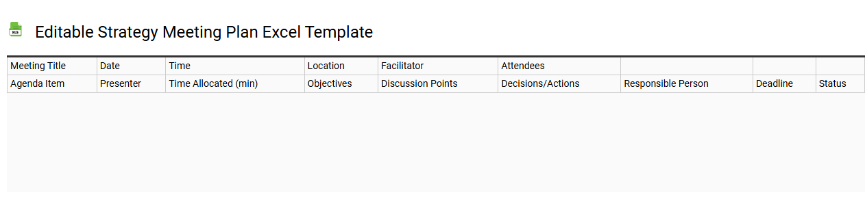 Editable strategy meeting plan Excel template