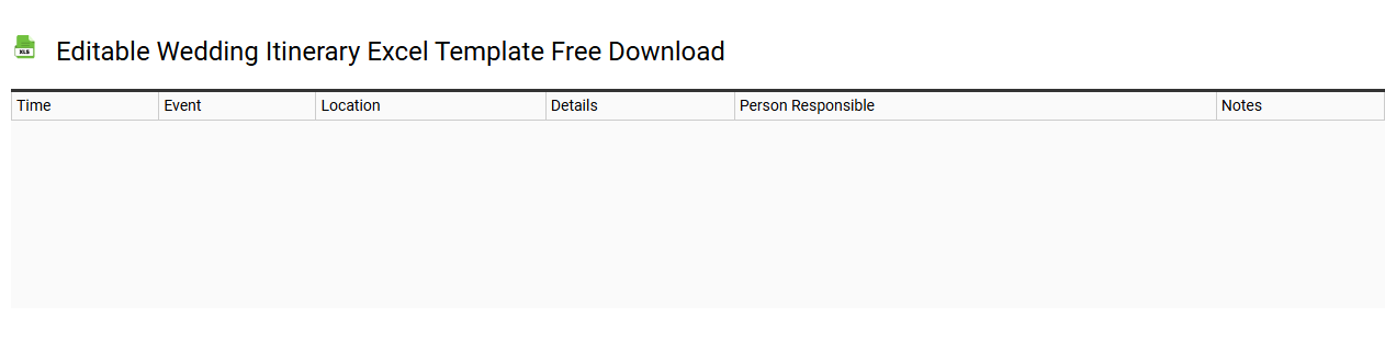 Editable wedding itinerary Excel template free download
