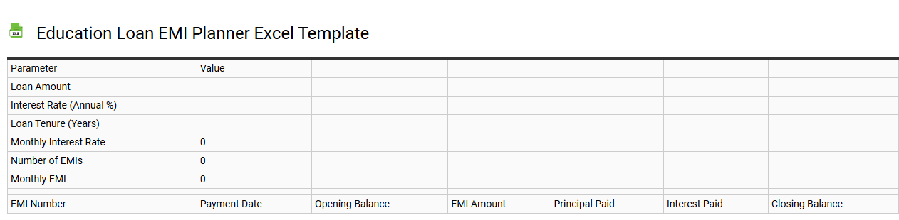 Education loan EMI planner Excel template