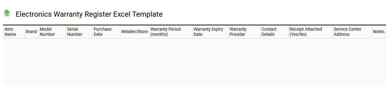 Electronics warranty register Excel template