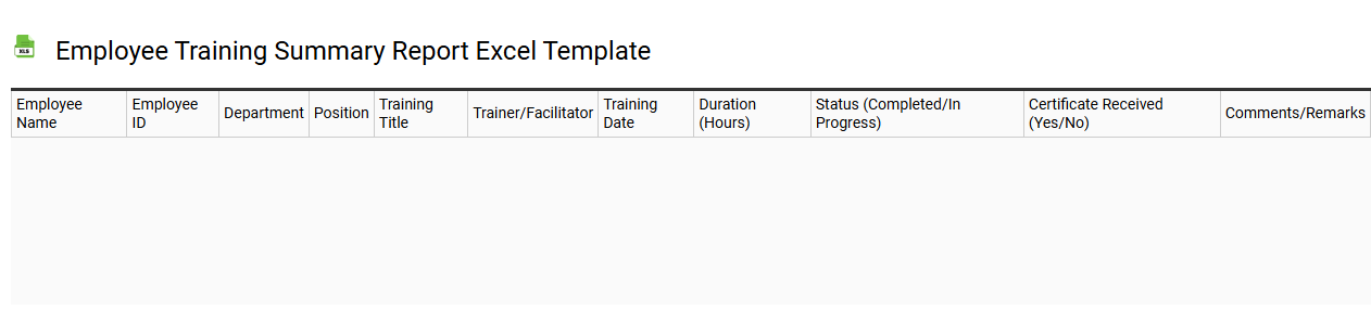 Employee training summary report Excel template