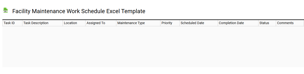Facility maintenance work schedule Excel template