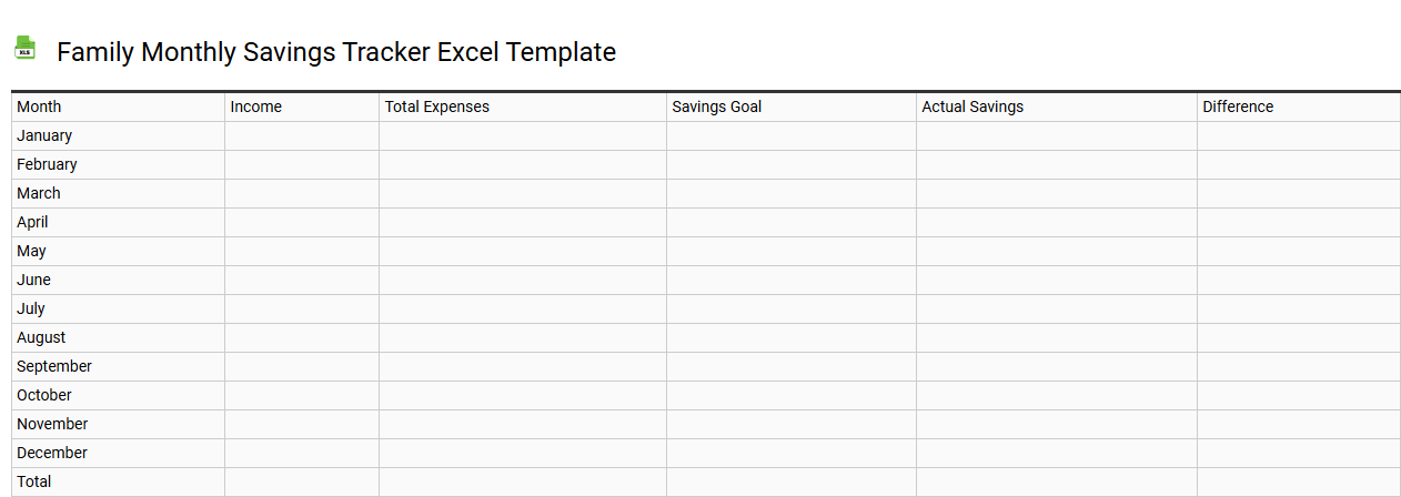 Family monthly savings tracker Excel template