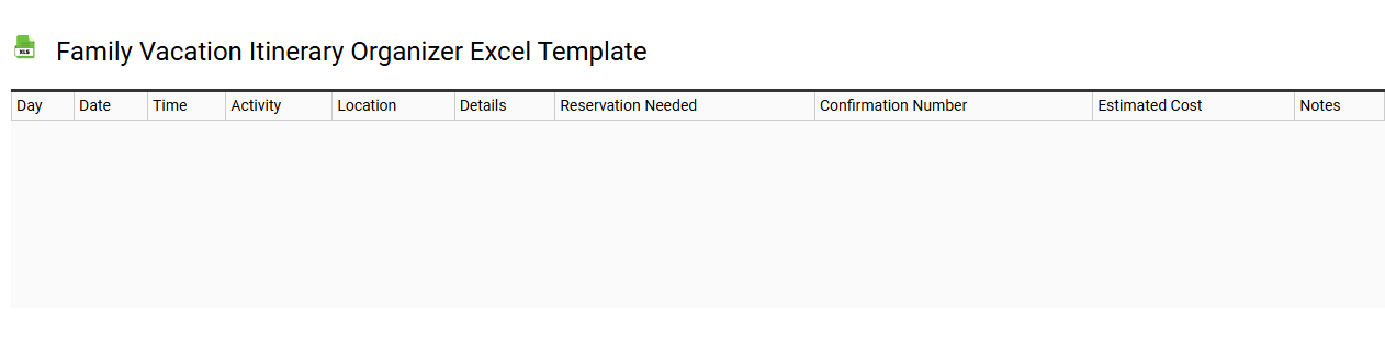 Family vacation itinerary organizer Excel template