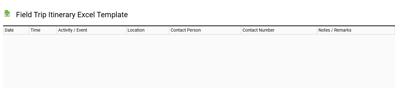 Field trip itinerary Excel template