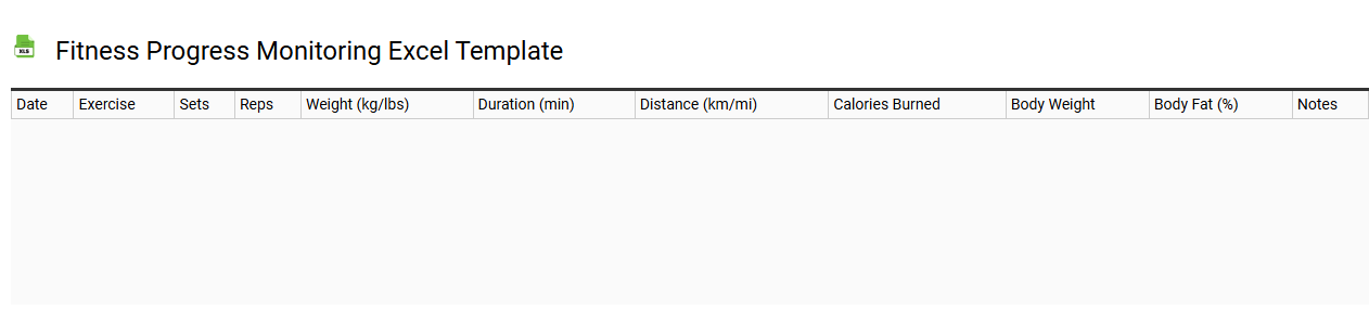 Fitness progress monitoring Excel template