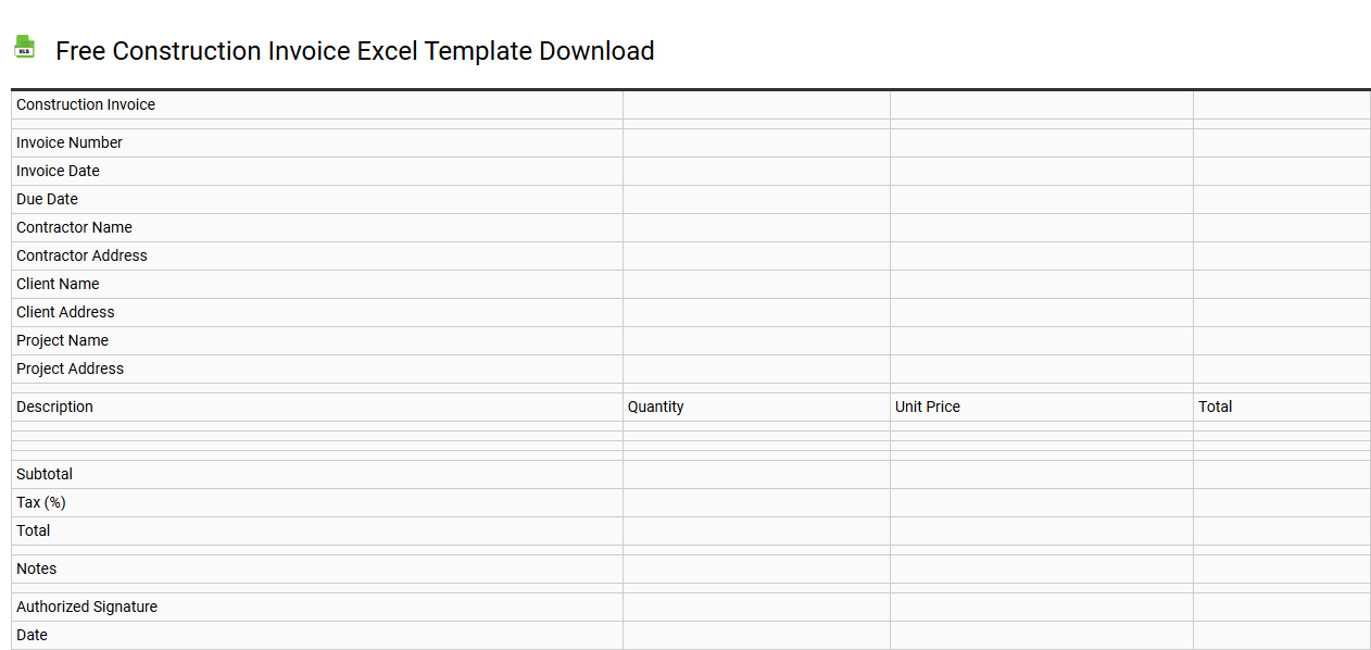 Free construction invoice Excel template download