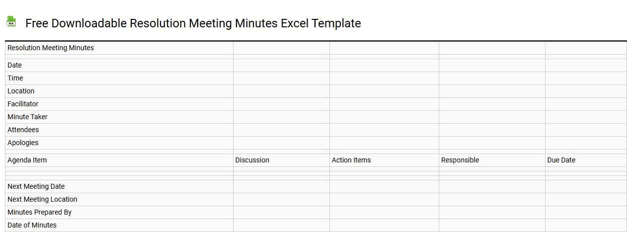 Free downloadable resolution meeting minutes Excel template
