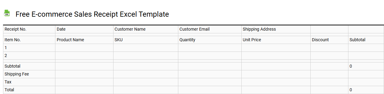 Free E-commerce sales receipt Excel template