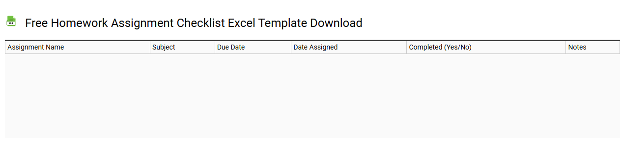 Free homework assignment checklist Excel template download