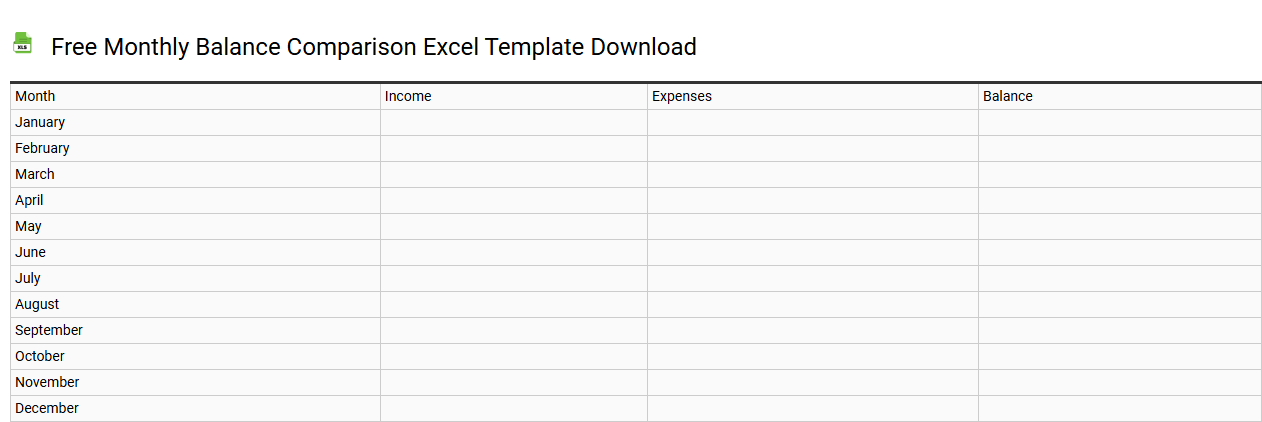 Free monthly balance comparison Excel template download