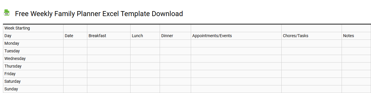 Free weekly family planner Excel template download