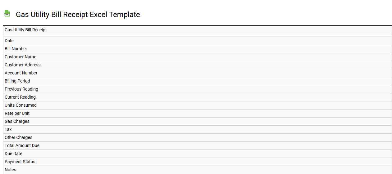 Gas utility bill receipt Excel template