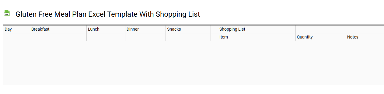 Gluten free meal plan Excel template with shopping list