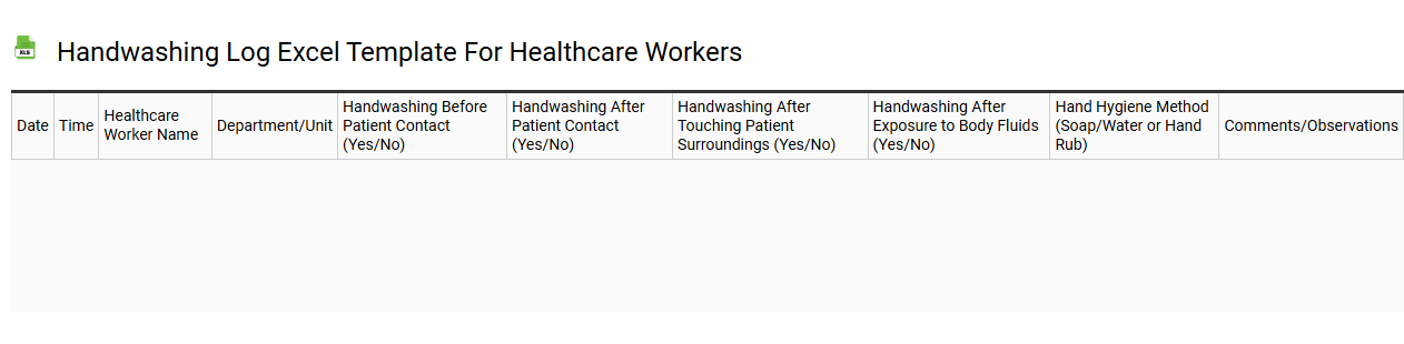 Handwashing log Excel template for healthcare workers