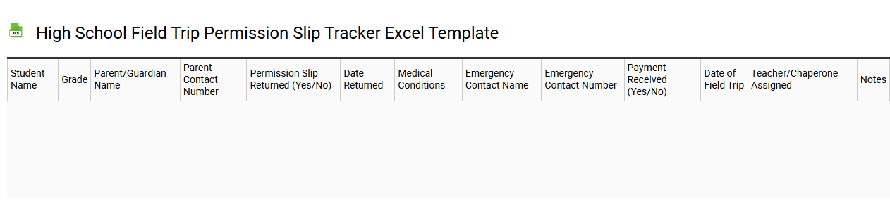 High school field trip permission slip tracker Excel template